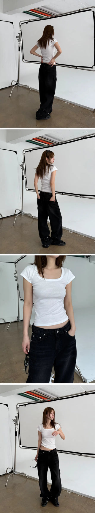 square neck silm T