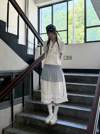 elly frill bermuda pants