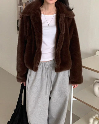 Basic color fur jacket (1 color)