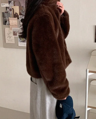 Basic color fur jacket (1 color)