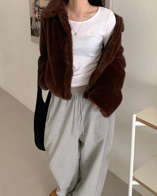 Basic color fur jacket (1 color)