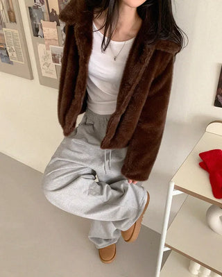 Basic color fur jacket (1 color)