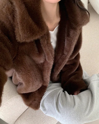Basic color fur jacket (1 color)