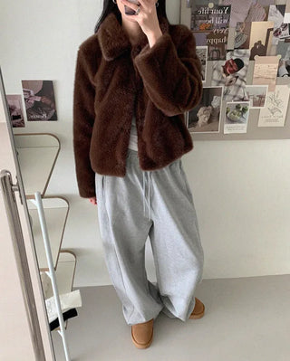 Basic color fur jacket (1 color)