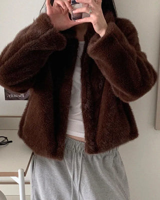 Basic color fur jacket (1 color)