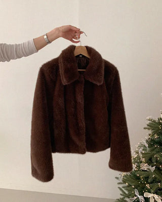 Basic color fur jacket (1 color)