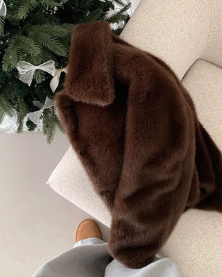 Basic color fur jacket (1 color)
