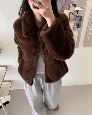 Basic color fur jacket (1 color)