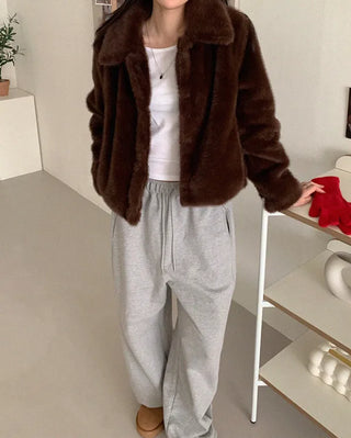 Basic color fur jacket (1 color)