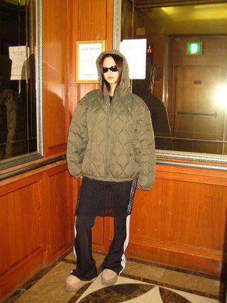 Hooded quilted down jacket