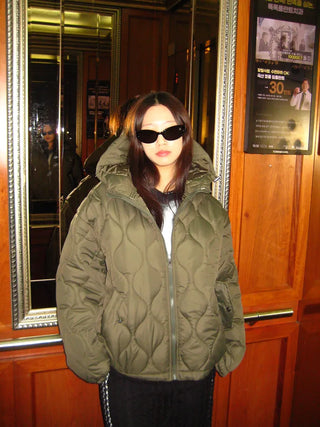 Hooded quilted down jacket
