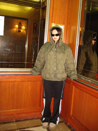 Hooded quilted down jacket