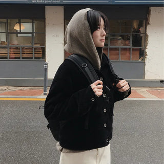 Corduroy fur jacket