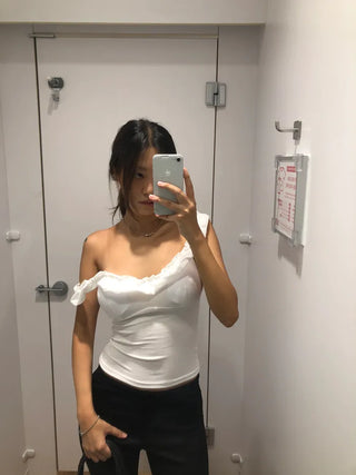 Camisole with built-in cap and frills