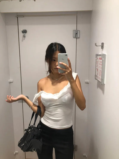 Camisole with built-in cap and frills