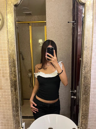 Camisole with built-in cap and frills