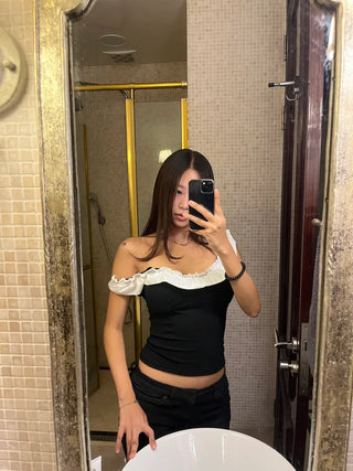Camisole with built-in cap and frills