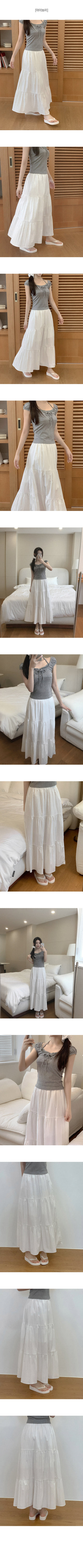 Tiered flared long skirt