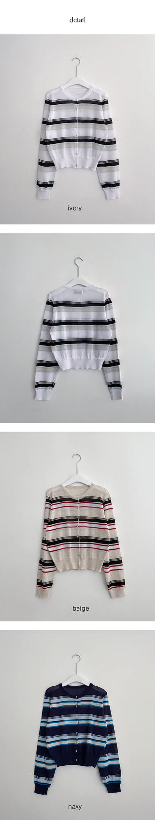 Linen Round Stripe Summer Cardigan