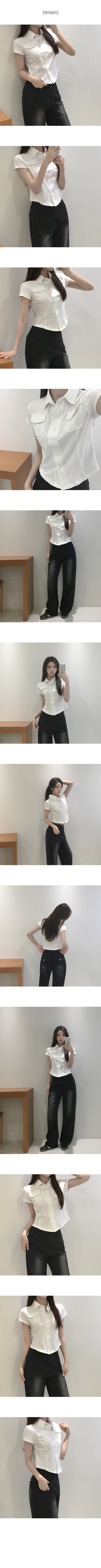 Pocket Cropped Short-Sleeve Polo Shirt