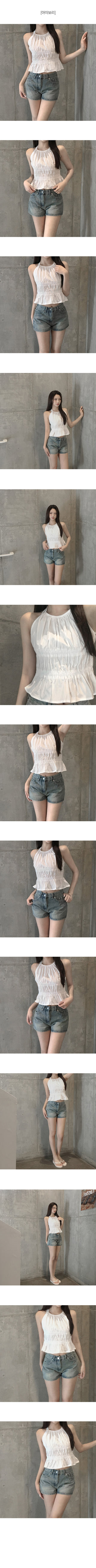 Halter neck shirred blouse