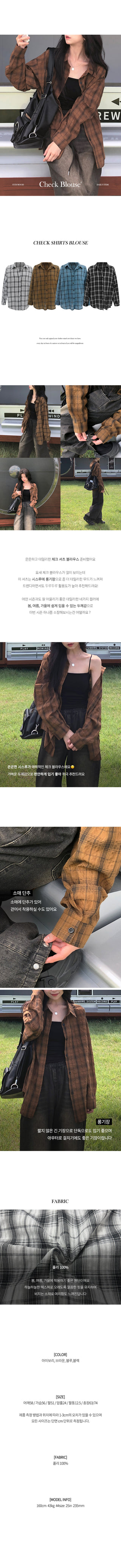 Brown checkered long-sleeved shirt blouse