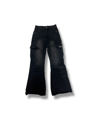 Cargo wide denim pants