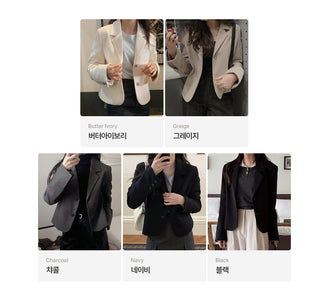 Single-breasted semi-cropped jacket - 4 colors