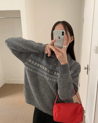 (2 colors) Jacquard Oversized Knit