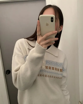 (2 colors) Jacquard Oversized Knit