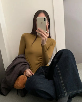 (5 colors) Soft Tight High Neck Knit