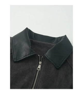 (2 colors) String Bicolor Suede Jacket