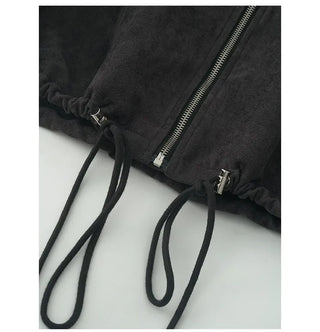 (2 colors) String Bicolor Suede Jacket