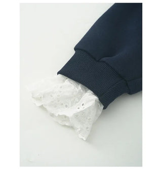 (2 colors) Lace Ribbon Sweatshirt
