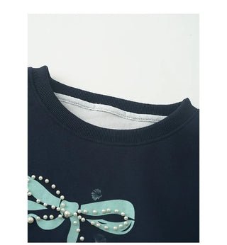 (2 colors) Lace Ribbon Sweatshirt