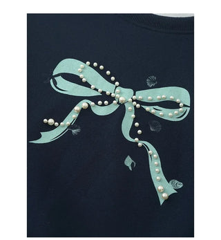 (2 colors) Lace Ribbon Sweatshirt