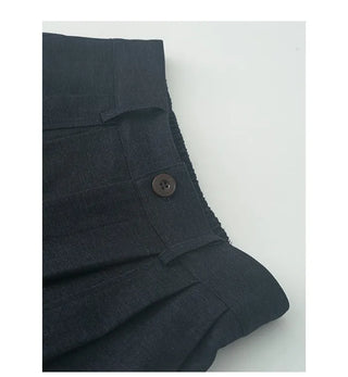 Wide-leg slacks with back band pleats