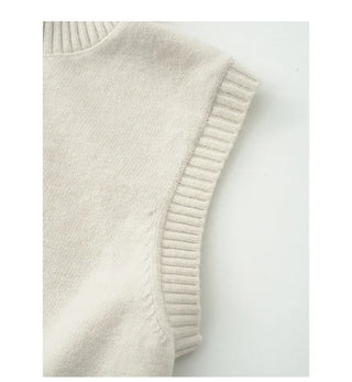 (2 colors) High-neck button-up knit vest