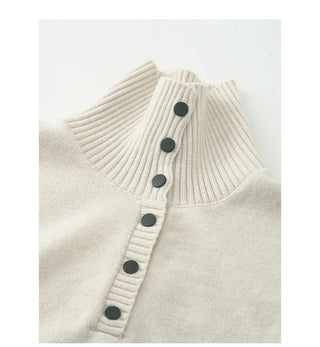 (2 colors) High-neck button-up knit vest