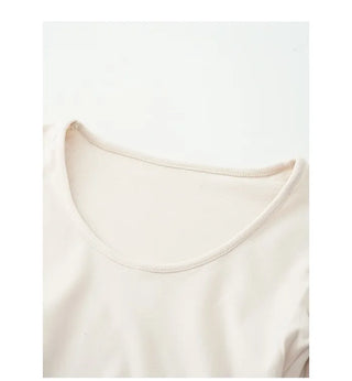 (5 colors) Waist Shirring U-Neck Knit
