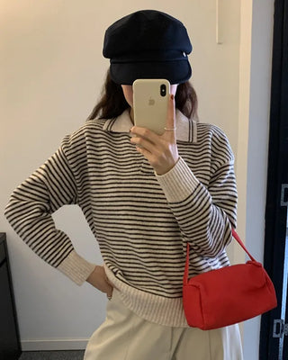 (2 colors) Bicolor Striped Knit