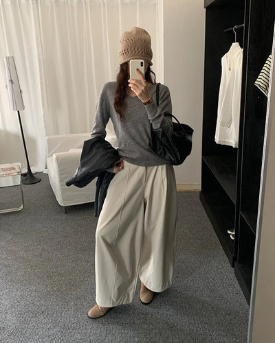 (2 colors) Wide Cotton Pants