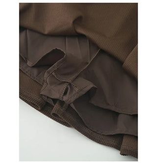 [Lined/Belted] Corduroy Flared Skirt