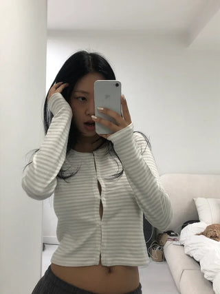 Striped button cardigan