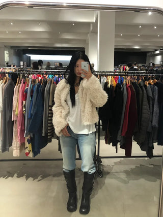 Cropped fur jacket