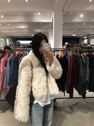 Cropped fur jacket