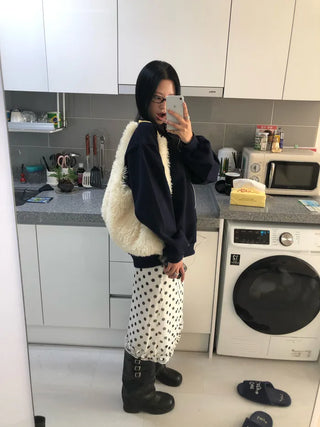 Polka dot frill mini skirt