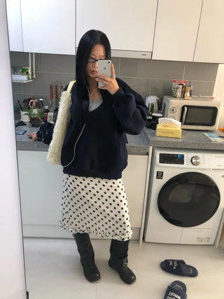 Polka dot frill mini skirt