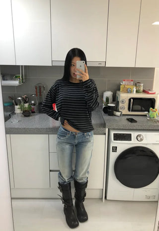 (3 colors) Crew neck knit