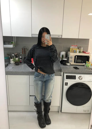 (3 colors) Crew neck knit